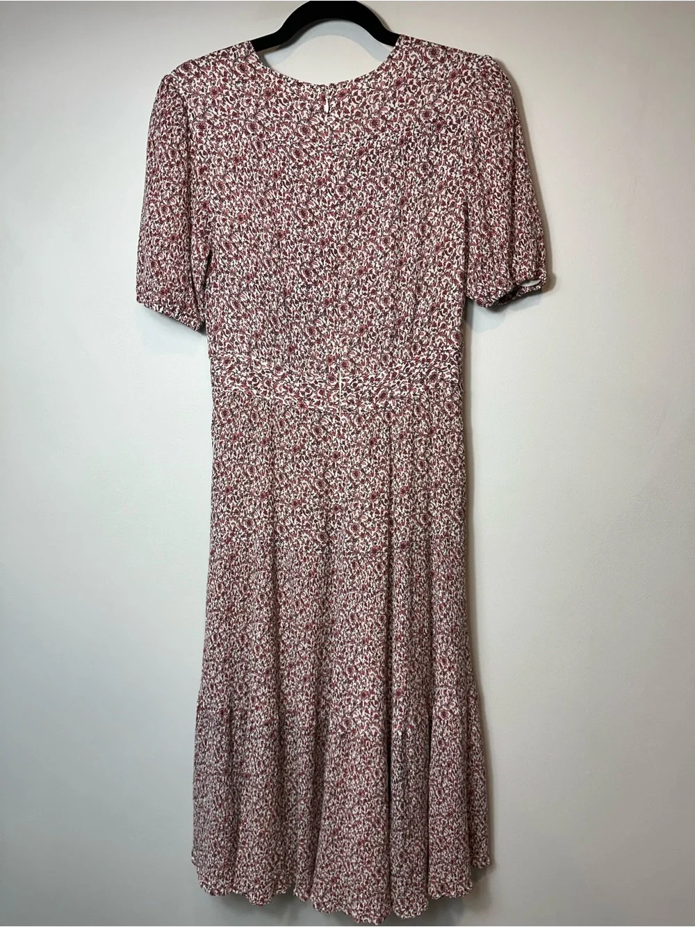 Tory Burch Floral Silk Cotton Midi Dress Pockets Puff Sleeve Lined Size 6